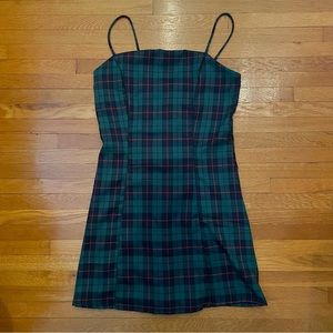Green plaid mini dress